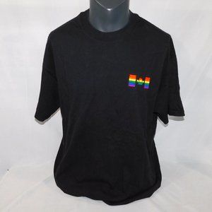 Mens XL Embroidered Canada PRIDE FLAG Black T Shirt LGBTQ